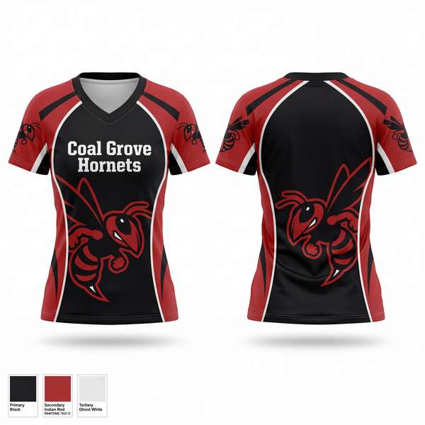 Womens Short Sleeve Vneck Shirt, Coal Grove Hornets, , Teamtime, Team time, sublimation, custom sports apparel, team uniforms, spirit wear, spiritwear, sports uniforms, custom shirts, team store, custom team store, fundraiser sports, apparel fundraiser