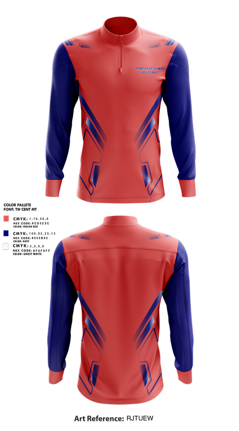 Quarter Zip Jacket, Frontier Red Hawks, Women's Volleyball, Teamtime, Team time, sublimation, custom sports apparel, team uniforms, spirit wear, spiritwear, sports uniforms, custom shirts, team store, custom team store, fundraiser sports, apparel fundraiser