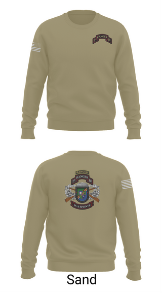 Crew Neck Sweatshirt, 1/75 Ranger Battalion, Army, Teamtime, Team time, sublimation, custom sports apparel, team uniforms, spirit wear, spiritwear, sports uniforms, custom shirts, team store, custom team store, fundraiser sports, apparel fundraiser