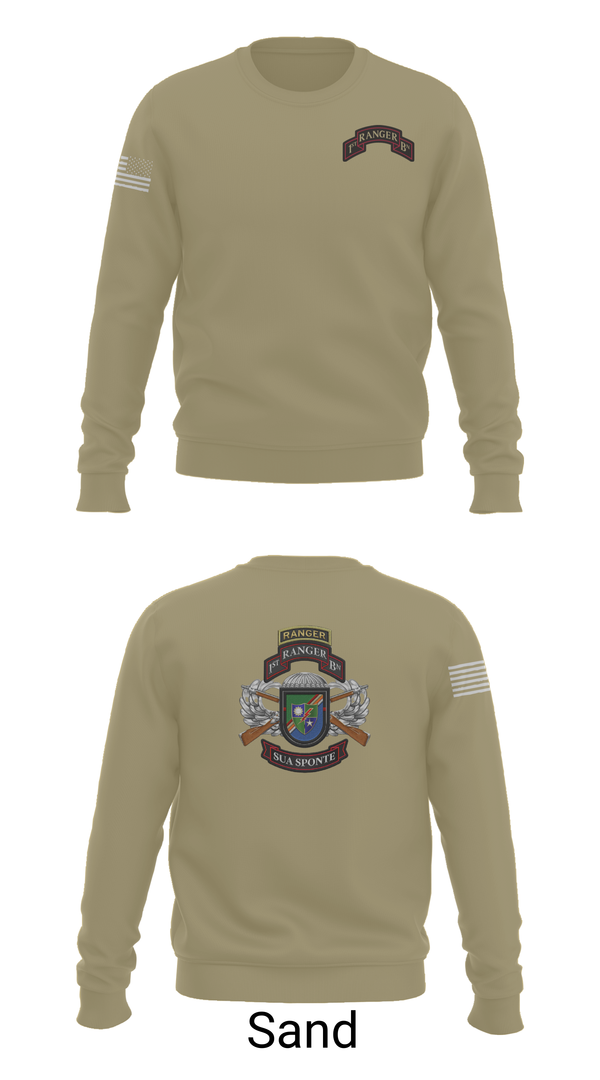Crew Neck Sweatshirt, 1/75 Ranger Battalion, Army, Teamtime, Team time, sublimation, custom sports apparel, team uniforms, spirit wear, spiritwear, sports uniforms, custom shirts, team store, custom team store, fundraiser sports, apparel fundraiser