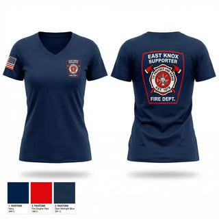 Womens Short Sleeve Vneck Shirt, East Knox Supporter, Fire Department, Teamtime, Team time, sublimation, custom sports apparel, team uniforms, spirit wear, spiritwear, sports uniforms, custom shirts, team store, custom team store, fundraiser sports, apparel fundraiser