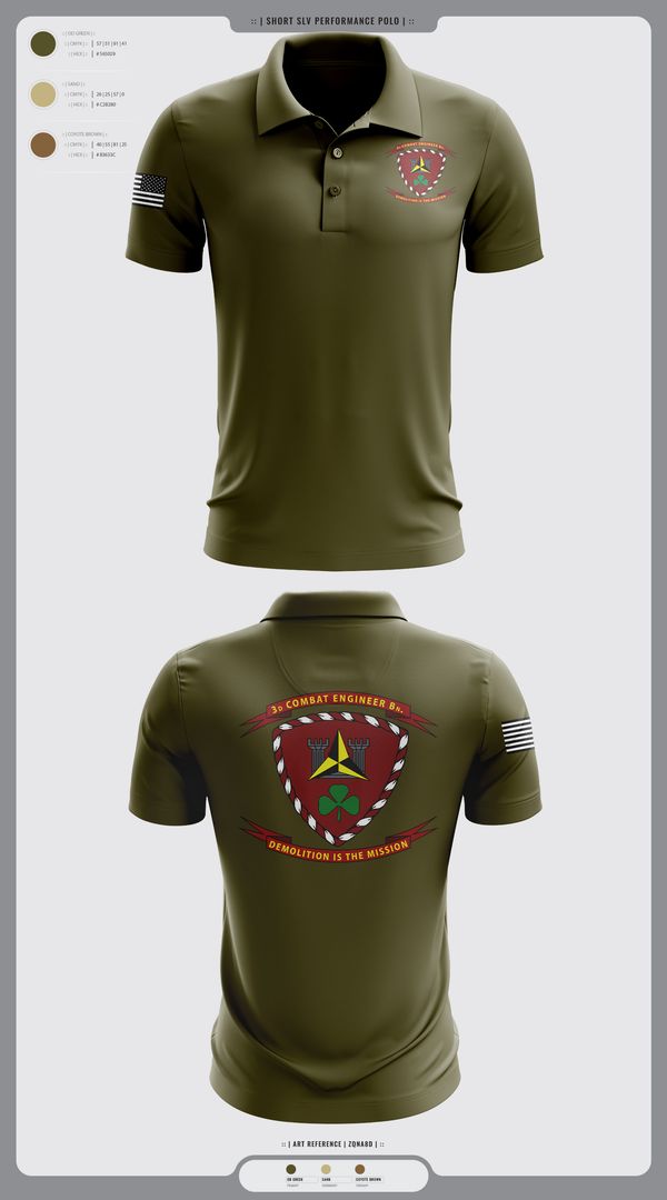 Short Sleeve Performance Polo, 3d Combat Engineer Battalion, , Teamtime, Team time, sublimation, custom sports apparel, team uniforms, spirit wear, spiritwear, sports uniforms, custom shirts, team store, custom team store, fundraiser sports, apparel fundraiser