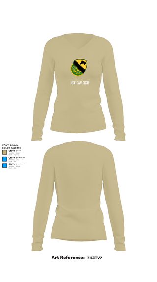 Womens Long Sleeve Vneck Shirt, 1st Cav 3CR, , Teamtime, Team time, sublimation, custom sports apparel, team uniforms, spirit wear, spiritwear, sports uniforms, custom shirts, team store, custom team store, fundraiser sports, apparel fundraiser