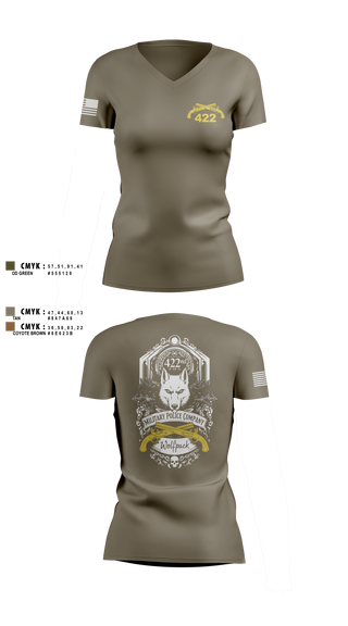 Womens Short Sleeve Vneck Shirt, 422nd Military Police Company, Army, Teamtime, Team time, sublimation, custom sports apparel, team uniforms, spirit wear, spiritwear, sports uniforms, custom shirts, team store, custom team store, fundraiser sports, apparel fundraiser