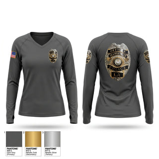 Womens Long Sleeve Vneck Shirt, Jeanerette Police Department, Police, Teamtime, Team time, sublimation, custom sports apparel, team uniforms, spirit wear, spiritwear, sports uniforms, custom shirts, team store, custom team store, fundraiser sports, apparel fundraiser