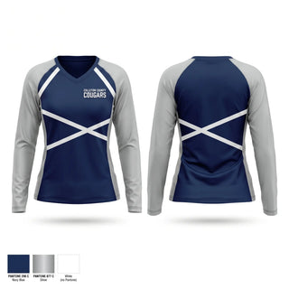 Womens Long Sleeve Vneck Shirt, Colleton County Cougars, Track & Field, Teamtime, Team time, sublimation, custom sports apparel, team uniforms, spirit wear, spiritwear, sports uniforms, custom shirts, team store, custom team store, fundraiser sports, apparel fundraiser