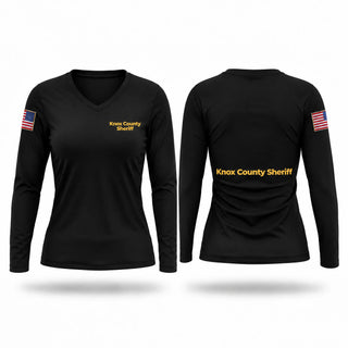 Womens Long Sleeve Vneck Shirt, Knox County Sheriff, Police, Teamtime, Team time, sublimation, custom sports apparel, team uniforms, spirit wear, spiritwear, sports uniforms, custom shirts, team store, custom team store, fundraiser sports, apparel fundraiser