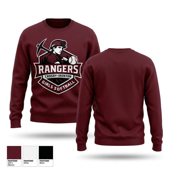 Crew Neck Sweatshirt, Crosby-Ironton Rangers, Softball, Teamtime, Team time, sublimation, custom sports apparel, team uniforms, spirit wear, spiritwear, sports uniforms, custom shirts, team store, custom team store, fundraiser sports, apparel fundraiser