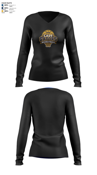 Womens Long Sleeve Vneck Shirt, Lady Gators Basketball, Women's Basketball, Teamtime, Team time, sublimation, custom sports apparel, team uniforms, spirit wear, spiritwear, sports uniforms, custom shirts, team store, custom team store, fundraiser sports, apparel fundraiser