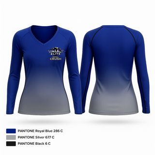 Womens Long Sleeve Vneck Shirt, team name, Cheer, Teamtime, Team time, sublimation, custom sports apparel, team uniforms, spirit wear, spiritwear, sports uniforms, custom shirts, team store, custom team store, fundraiser sports, apparel fundraiser