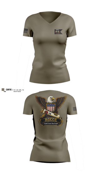 Womens Short Sleeve Vneck Shirt, AGCCC, 001-26, Army, Teamtime, Team time, sublimation, custom sports apparel, team uniforms, spirit wear, spiritwear, sports uniforms, custom shirts, team store, custom team store, fundraiser sports, apparel fundraiser