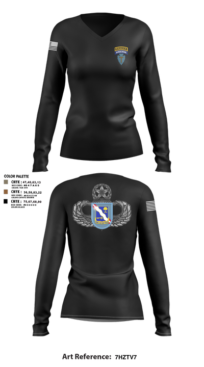 1-143rd airborne infantry regiment 54529572 Women's Long Sleeve V-neck Shirt - 103