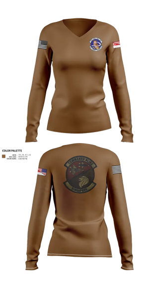 Womens Long Sleeve Vneck Shirt, 497 COMBAT TRAINING FLIGHT, Air Force, Teamtime, Team time, sublimation, custom sports apparel, team uniforms, spirit wear, spiritwear, sports uniforms, custom shirts, team store, custom team store, fundraiser sports, apparel fundraiser