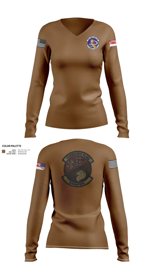 Womens Long Sleeve Vneck Shirt, 497 COMBAT TRAINING FLIGHT, Air Force, Teamtime, Team time, sublimation, custom sports apparel, team uniforms, spirit wear, spiritwear, sports uniforms, custom shirts, team store, custom team store, fundraiser sports, apparel fundraiser