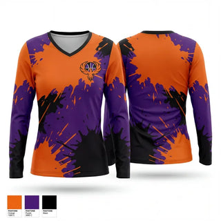 Womens Long Sleeve Vneck Shirt, San City Rising Phoenix, Women's Basketball, Teamtime, Team time, sublimation, custom sports apparel, team uniforms, spirit wear, spiritwear, sports uniforms, custom shirts, team store, custom team store, fundraiser sports, apparel fundraiser