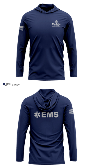 Long Sleeve hooded sunshirt, Madelia Health EMS, EMS/EMT, Teamtime, Team time, sublimation, custom sports apparel, team uniforms, spirit wear, spiritwear, sports uniforms, custom shirts, team store, custom team store, fundraiser sports, apparel fundraiser