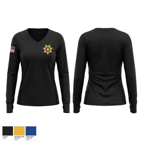 Womens Long Sleeve Vneck Shirt, Calhoun County Sheriff's Office, Police, Teamtime, Team time, sublimation, custom sports apparel, team uniforms, spirit wear, spiritwear, sports uniforms, custom shirts, team store, custom team store, fundraiser sports, apparel fundraiser