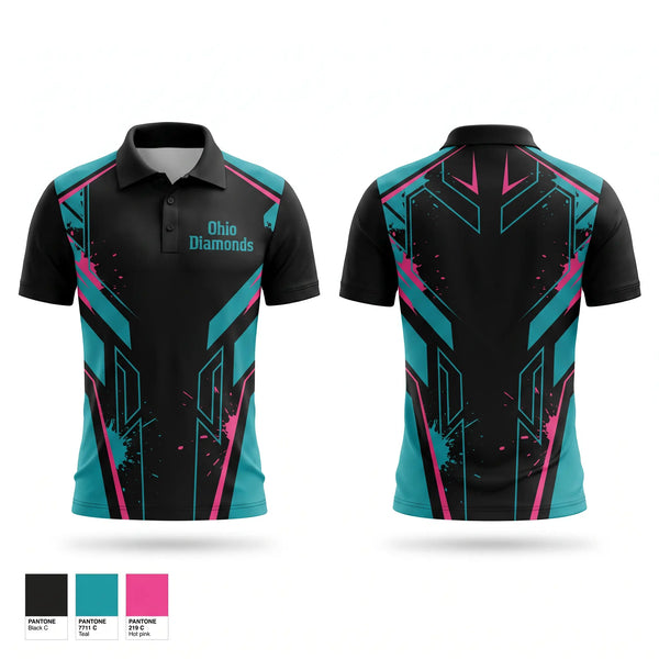 Short Sleeve Performance Polo, Ohio Diamonds, Softball, Teamtime, Team time, sublimation, custom sports apparel, team uniforms, spirit wear, spiritwear, sports uniforms, custom shirts, team store, custom team store, fundraiser sports, apparel fundraiser