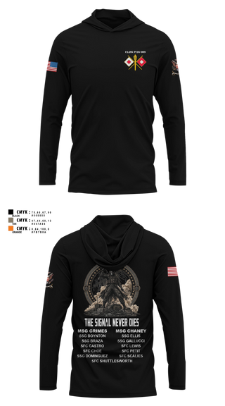 Long Sleeve hooded sunshirt, Senior Leaders Course FY26-009, Army, Teamtime, Team time, sublimation, custom sports apparel, team uniforms, spirit wear, spiritwear, sports uniforms, custom shirts, team store, custom team store, fundraiser sports, apparel fundraiser
