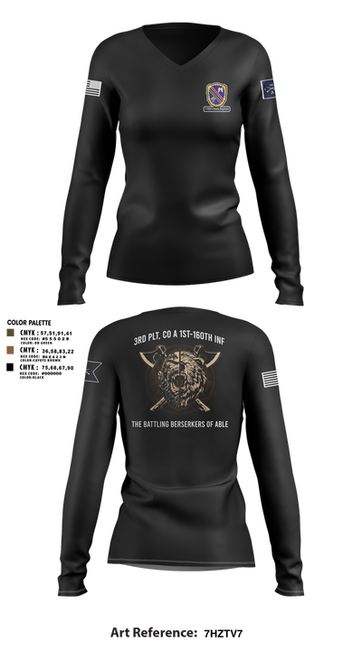 Co A, 1st-160th INF, 79th IBCT 97835057 Women's Long Sleeve V-neck Shirt - 13