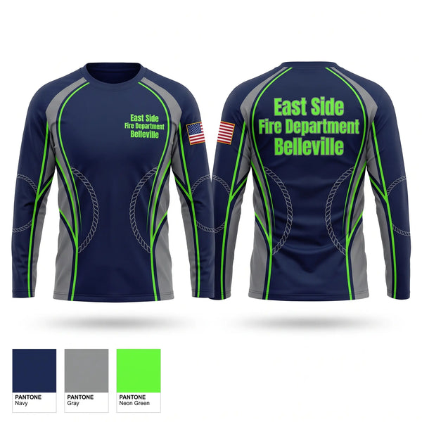 Long Sleeve Performance Shirt, East Side Fire Department (Belleville), Fire Department, Teamtime, Team time, sublimation, custom sports apparel, team uniforms, spirit wear, spiritwear, sports uniforms, custom shirts, team store, custom team store, fundraiser sports, apparel fundraiser