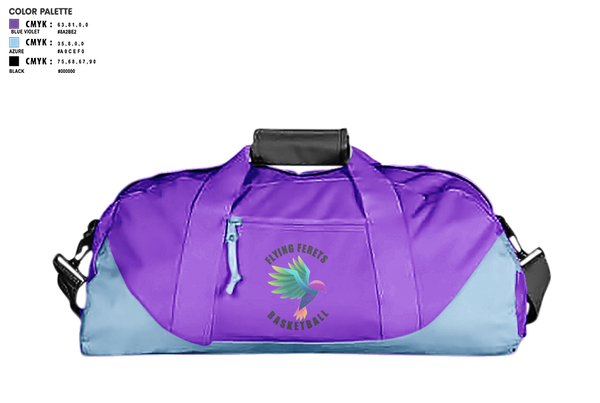 Duffle Bag, Flying Ferets, Men's Basketball, Teamtime, Team time, sublimation, custom sports apparel, team uniforms, spirit wear, spiritwear, sports uniforms, custom shirts, team store, custom team store, fundraiser sports, apparel fundraiser