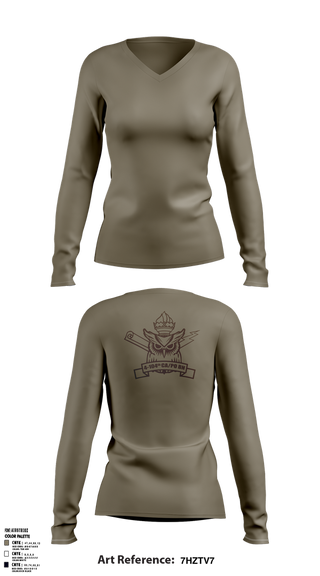 Womens Long Sleeve Vneck Shirt, 4th/104th BN (CA/PO), , Teamtime, Team time, sublimation, custom sports apparel, team uniforms, spirit wear, spiritwear, sports uniforms, custom shirts, team store, custom team store, fundraiser sports, apparel fundraiser