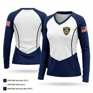 Womens Long Sleeve Vneck Shirt, Carlstadt Volunteer Ambulance Corps, EMS/EMT, Teamtime, Team time, sublimation, custom sports apparel, team uniforms, spirit wear, spiritwear, sports uniforms, custom shirts, team store, custom team store, fundraiser sports, apparel fundraiser