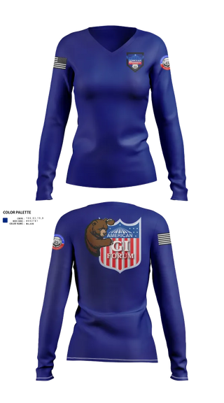 Womens Long Sleeve Vneck Shirt, Agif board, Army, Teamtime, Team time, sublimation, custom sports apparel, team uniforms, spirit wear, spiritwear, sports uniforms, custom shirts, team store, custom team store, fundraiser sports, apparel fundraiser