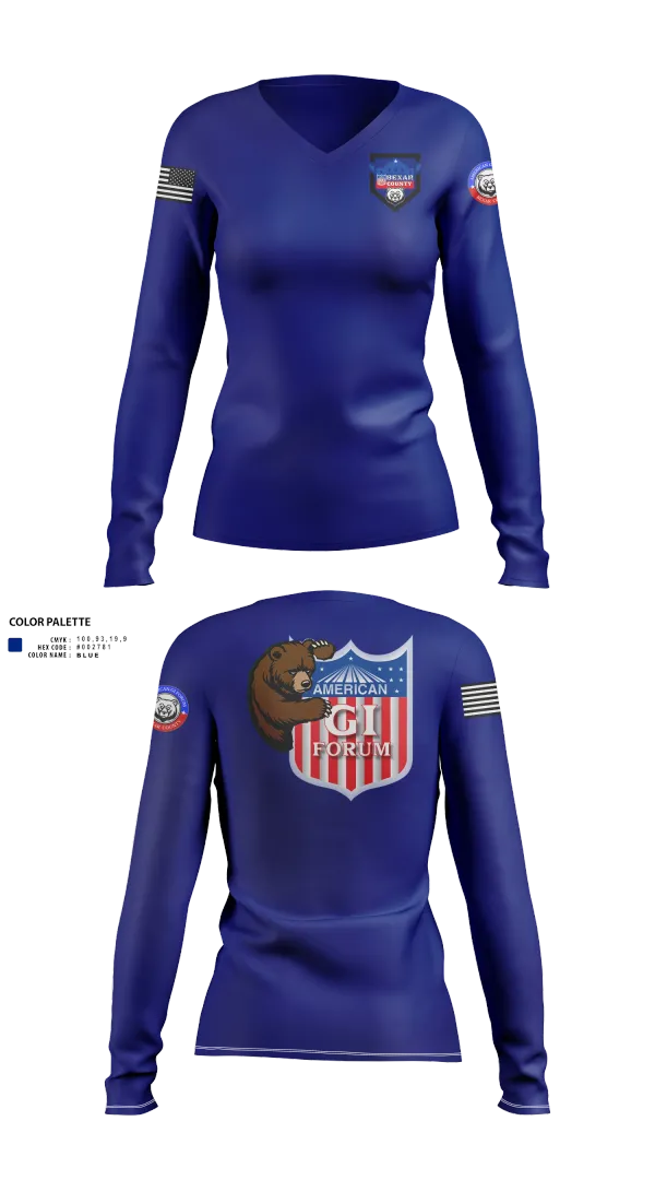 Womens Long Sleeve Vneck Shirt, Agif board, Army, Teamtime, Team time, sublimation, custom sports apparel, team uniforms, spirit wear, spiritwear, sports uniforms, custom shirts, team store, custom team store, fundraiser sports, apparel fundraiser
