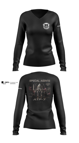 Womens Long Sleeve Vneck Shirt, ATP-7, Police, Teamtime, Team time, sublimation, custom sports apparel, team uniforms, spirit wear, spiritwear, sports uniforms, custom shirts, team store, custom team store, fundraiser sports, apparel fundraiser