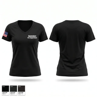 Womens Short Sleeve Vneck Shirt, Swansboro Fire Department, Fire Department, Teamtime, Team time, sublimation, custom sports apparel, team uniforms, spirit wear, spiritwear, sports uniforms, custom shirts, team store, custom team store, fundraiser sports, apparel fundraiser