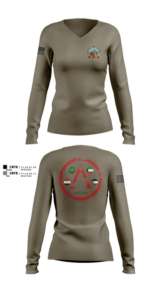 Womens Long Sleeve Vneck Shirt, 650th RSG, Army, Teamtime, Team time, sublimation, custom sports apparel, team uniforms, spirit wear, spiritwear, sports uniforms, custom shirts, team store, custom team store, fundraiser sports, apparel fundraiser