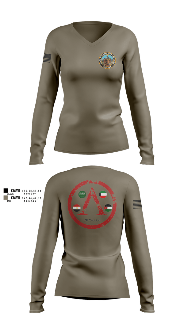 Womens Long Sleeve Vneck Shirt, 650th RSG, Army, Teamtime, Team time, sublimation, custom sports apparel, team uniforms, spirit wear, spiritwear, sports uniforms, custom shirts, team store, custom team store, fundraiser sports, apparel fundraiser