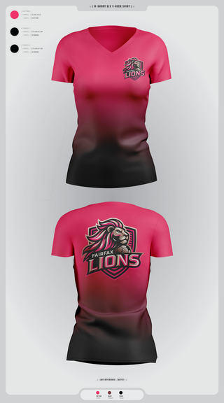 Womens Short Sleeve Vneck Shirt, Fairfax Lions, Men's Soccer, Teamtime, Team time, sublimation, custom sports apparel, team uniforms, spirit wear, spiritwear, sports uniforms, custom shirts, team store, custom team store, fundraiser sports, apparel fundraiser