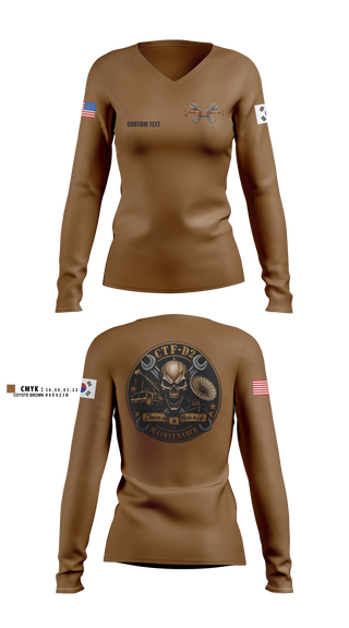 Womens Long Sleeve Vneck Shirt, CTF D-2, Army, Teamtime, Team time, sublimation, custom sports apparel, team uniforms, spirit wear, spiritwear, sports uniforms, custom shirts, team store, custom team store, fundraiser sports, apparel fundraiser
