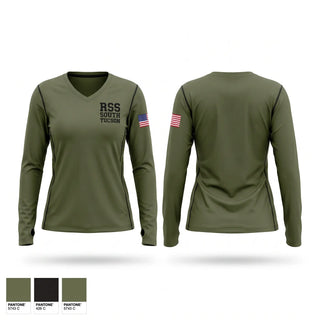 Womens Long Sleeve Vneck Shirt, RSS South Tucson, Marines, Teamtime, Team time, sublimation, custom sports apparel, team uniforms, spirit wear, spiritwear, sports uniforms, custom shirts, team store, custom team store, fundraiser sports, apparel fundraiser