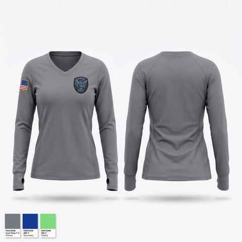 Womens Long Sleeve Vneck Shirt, Hurley Ambulance Service, EMS/EMT, Teamtime, Team time, sublimation, custom sports apparel, team uniforms, spirit wear, spiritwear, sports uniforms, custom shirts, team store, custom team store, fundraiser sports, apparel fundraiser