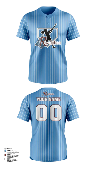 Two Button Softball Jersey, Revolution Delco 14U White, Softball, Teamtime, Team time, sublimation, custom sports apparel, team uniforms, spirit wear, spiritwear, sports uniforms, custom shirts, team store, custom team store, fundraiser sports, apparel fundraiser