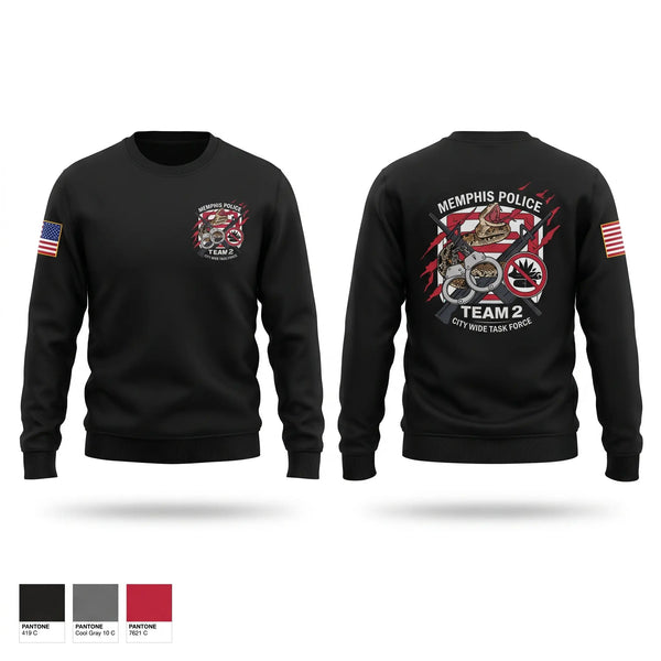 Crew Neck Sweatshirt, Memphis Police City Wide Task Force Team Two, Police, Teamtime, Team time, sublimation, custom sports apparel, team uniforms, spirit wear, spiritwear, sports uniforms, custom shirts, team store, custom team store, fundraiser sports, apparel fundraiser