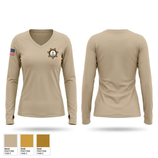 Womens Long Sleeve Vneck Shirt, Sacramento sheriff, Police, Teamtime, Team time, sublimation, custom sports apparel, team uniforms, spirit wear, spiritwear, sports uniforms, custom shirts, team store, custom team store, fundraiser sports, apparel fundraiser