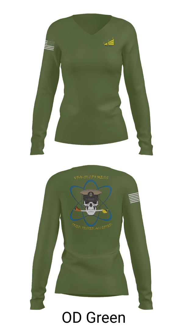 Womens Long Sleeve Vneck Shirt, VFA-151, , Teamtime, Team time, sublimation, custom sports apparel, team uniforms, spirit wear, spiritwear, sports uniforms, custom shirts, team store, custom team store, fundraiser sports, apparel fundraiser