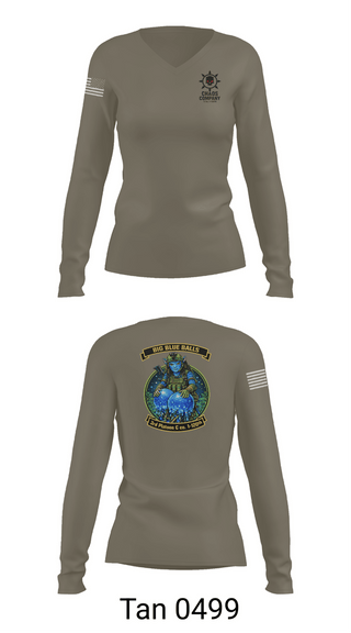 Womens Long Sleeve Vneck Shirt, C. Co. 1-120 3rd PLT, Army, Teamtime, Team time, sublimation, custom sports apparel, team uniforms, spirit wear, spiritwear, sports uniforms, custom shirts, team store, custom team store, fundraiser sports, apparel fundraiser