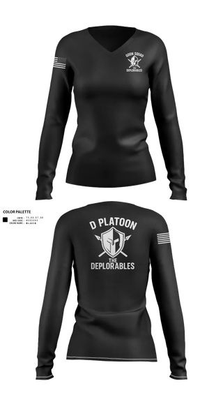 Womens Long Sleeve Vneck Shirt, D Platoon, Police, Teamtime, Team time, sublimation, custom sports apparel, team uniforms, spirit wear, spiritwear, sports uniforms, custom shirts, team store, custom team store, fundraiser sports, apparel fundraiser