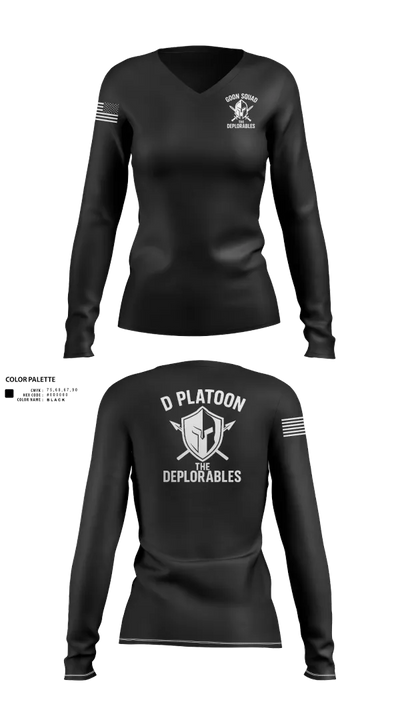 D Platoon 37319682 Women's Long Sleeve V-neck Shirt - 100