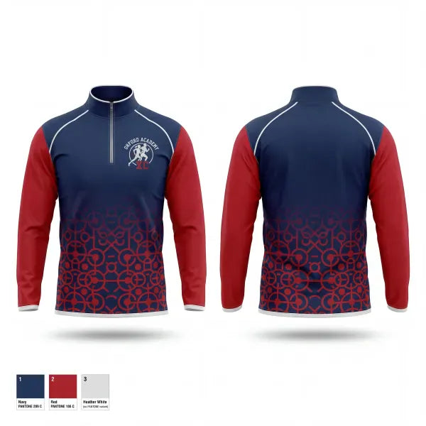 Quarter Zip Jacket, Oxford Academy Patriots, Track & Field, Teamtime, Team time, sublimation, custom sports apparel, team uniforms, spirit wear, spiritwear, sports uniforms, custom shirts, team store, custom team store, fundraiser sports, apparel fundraiser