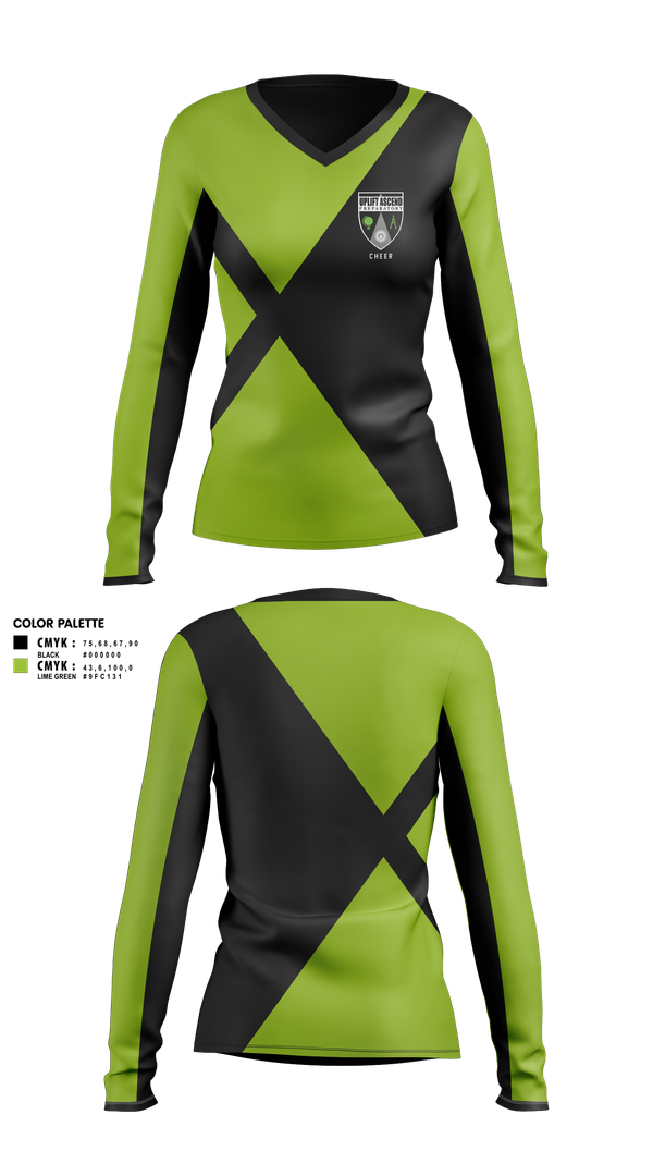 Womens Long Sleeve Vneck Shirt, UAHS, Cheer, Teamtime, Team time, sublimation, custom sports apparel, team uniforms, spirit wear, spiritwear, sports uniforms, custom shirts, team store, custom team store, fundraiser sports, apparel fundraiser