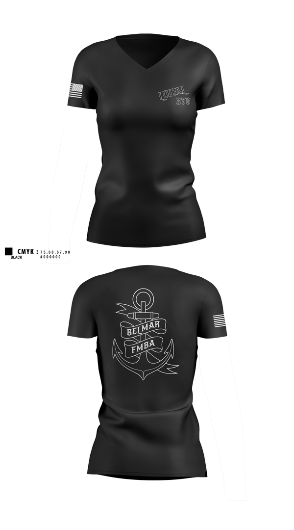 Womens Short Sleeve Vneck Shirt, Belmar Ems 378, EMS/EMT, Teamtime, Team time, sublimation, custom sports apparel, team uniforms, spirit wear, spiritwear, sports uniforms, custom shirts, team store, custom team store, fundraiser sports, apparel fundraiser