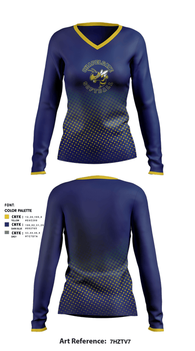 Chapelgate Christian Academy Softball 69454440 Women's Long Sleeve V-neck Shirt - 4