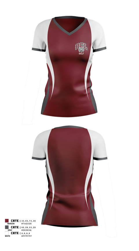 Womens Short Sleeve Vneck Shirt, Bishop Conaty - Our Lady of Loretto Golf, Golf, Teamtime, Team time, sublimation, custom sports apparel, team uniforms, spirit wear, spiritwear, sports uniforms, custom shirts, team store, custom team store, fundraiser sports, apparel fundraiser